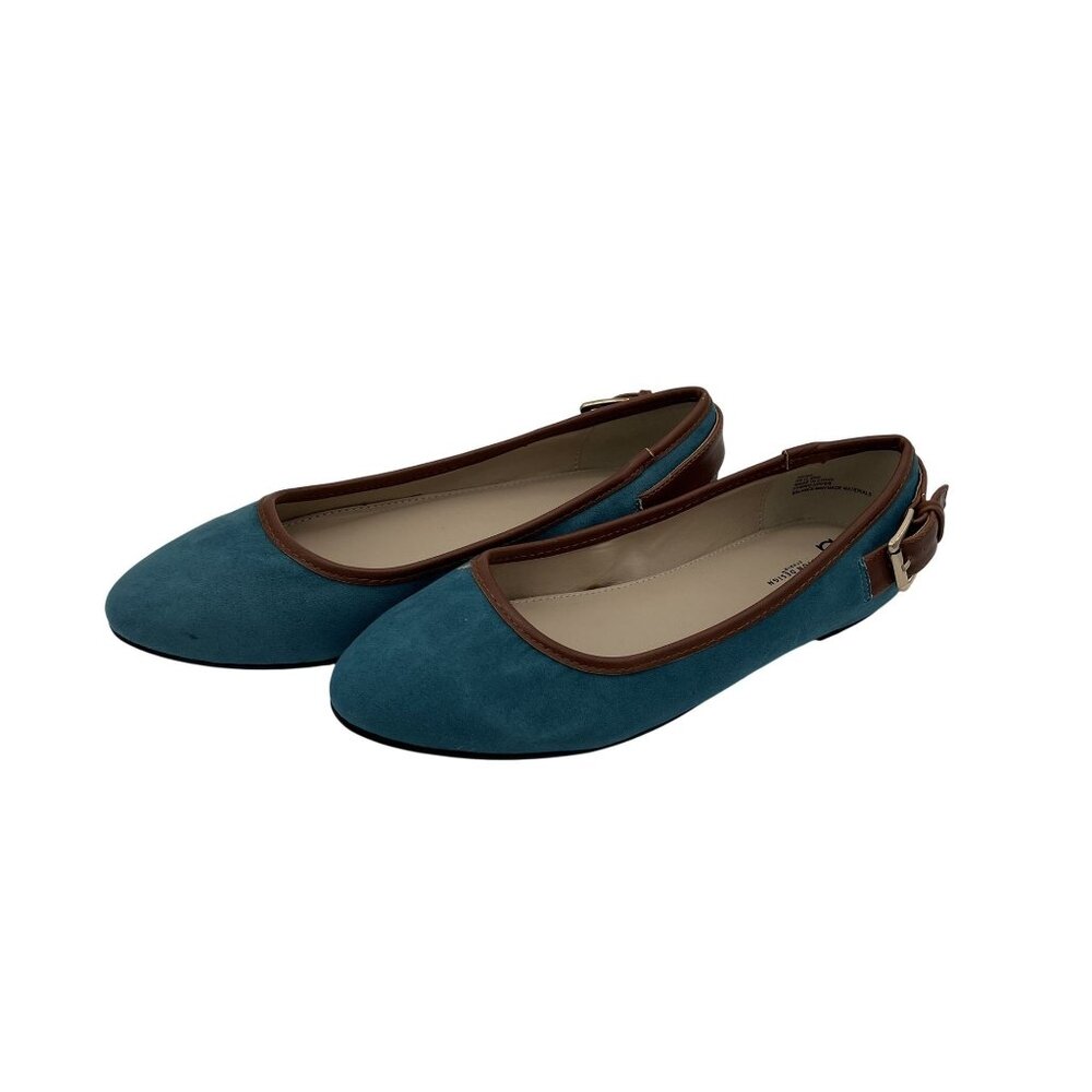 Boston Design Blue & Brown Women’s Ballet Flats With Buckle Detail Size 6.5